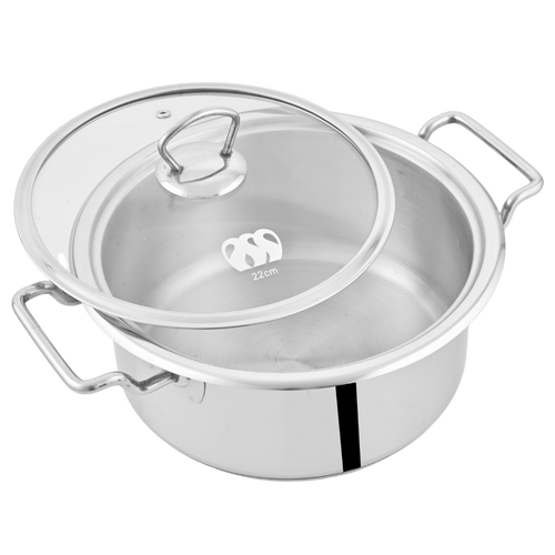 Alpha Stainless Steel Casserole Pot | Glass Lid/Steel Lid | Encapsulated Bottom