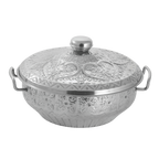 Royal Stainless Steel Hotpot Shahi(Embossed Floral Design) | Hot and Cool Body | Steel Body | 3pc Set