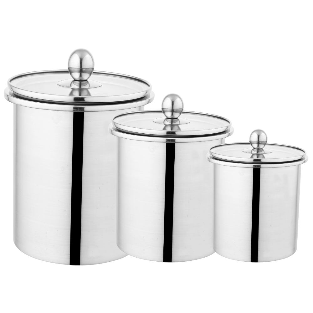 Duro Stainless Steel Air Tight Jar Set | 3pcs | Glass Lid