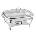 Al-Ansar Square Stainless Steel Serving Dish (Dish Donga) with Lid & Warmer Stand – Buffet Food Server for Home, Dawat & Catering