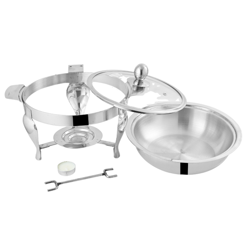 Al-Ansar Stainless Steel Serving Dish (Dish Donga) with Lid & Warmer Stand – Elegant Buffet Food Server for Home, Dawat & Wedding