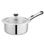Alpha Stainless Steel Sauce Pan | Encapsulated Bottom | Glass Lid/Steel lid