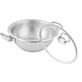 Alpha Stainless Steel Wok (Karahi) | Glass Lid/Steel Lid | Encapsulated Bottom