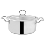 Alpha Stainless Steel Casserole Pot | Glass Lid/Steel Lid | Encapsulated Bottom