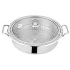 Alpha Stainless Steel Steamer Pan and Jali | Pan with Glass Lid/Steel Lid
