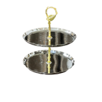 "Duro Stainless Steel Cake Stand | Elegant Design | 3 and 2 Shelves | Golden Flower"