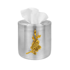 Stainless Steel Tissue Roll | Elegant Design | Golden Flower
