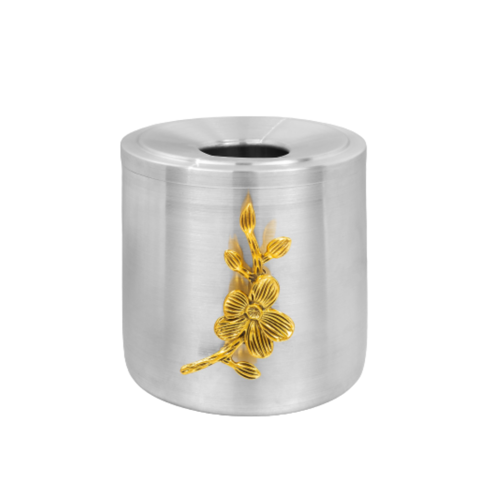 Stainless Steel Tissue Roll | Elegant Design | Golden Flower