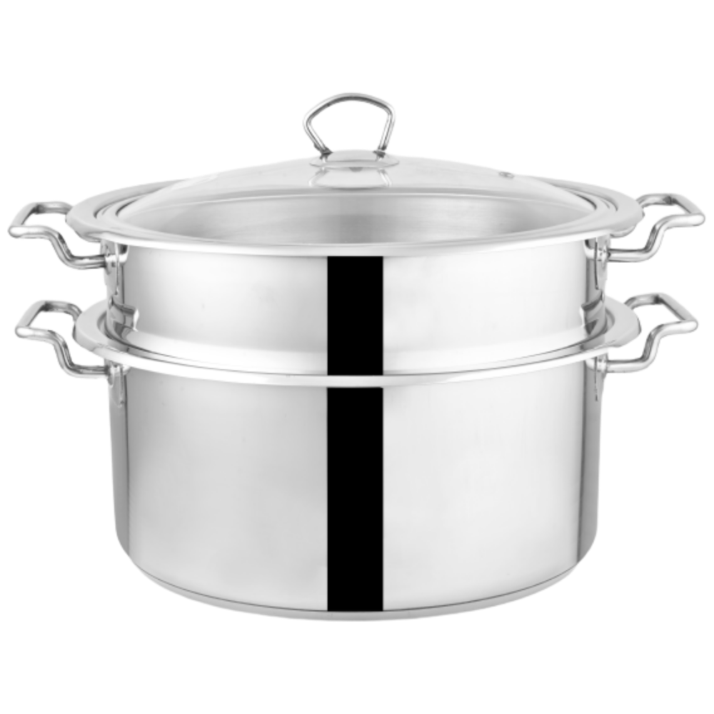 Alpha Stainless Steel Steamer (Cuisine) | Glass Lid/Steel Lid | Encapsulated Bottom