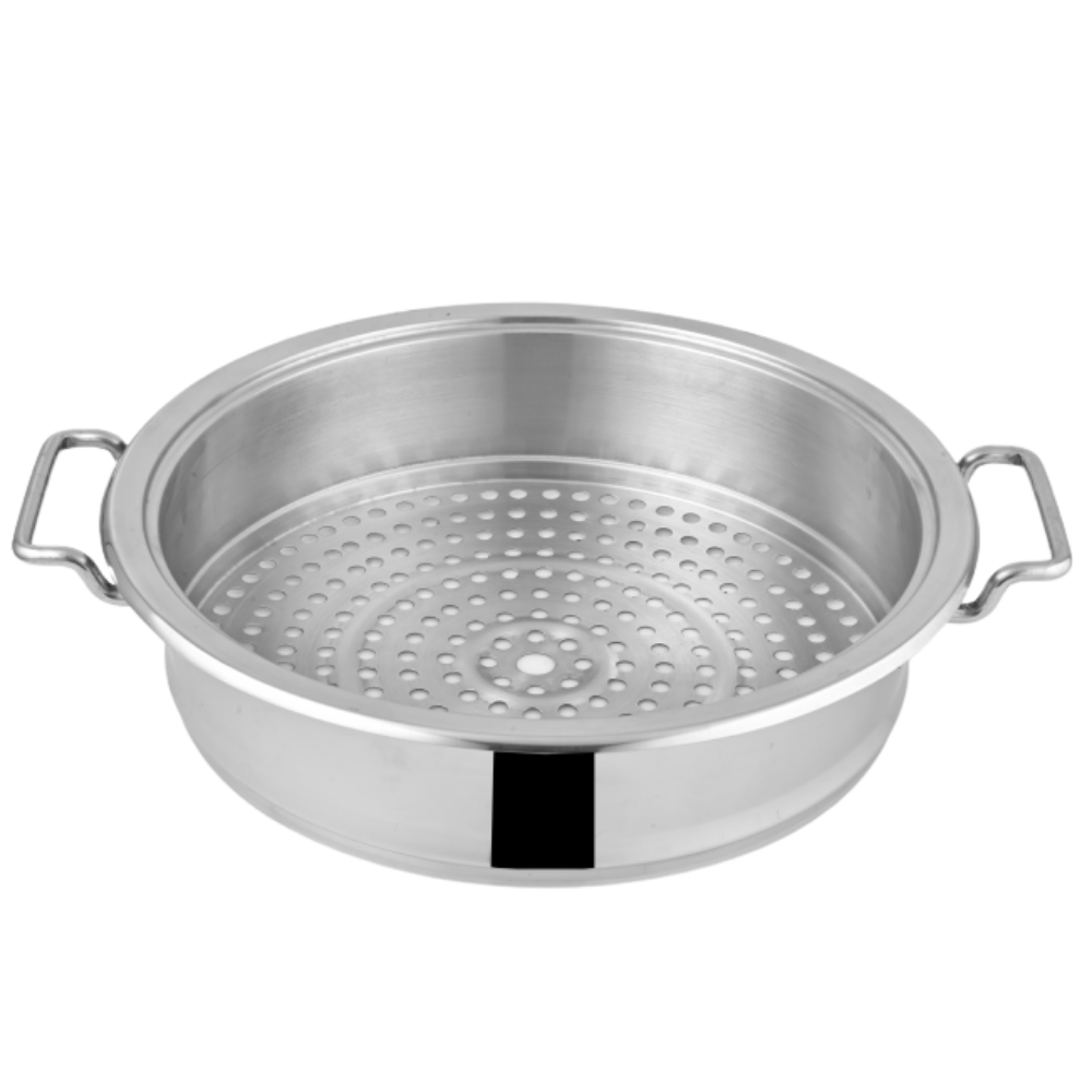 Alpha Stainless Steel Steamer Pan and Jali | Pan with Glass Lid/Steel Lid