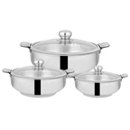 Mex Stainless Steel Hotpot | Hot and Cool Body | Glass Lid | Lid Locks