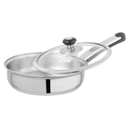 Alpha Stainless Steel Frying Pan | Glass Lid/Steel Lid | Encapsulated Bottom