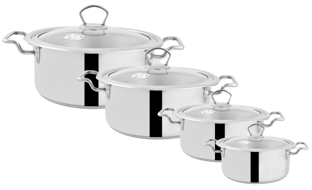 Alpha Stainless Steel Casserole Pot | Glass Lid/Steel Lid | Encapsulated Bottom