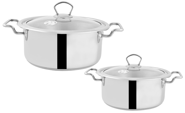 Alpha Stainless Steel Casserole Pot | Glass Lid/Steel Lid | Encapsulated Bottom