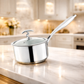 Alpha Crown Stainless Steel Sauce Pan | Encapsulated Bottom | Glass Lid | (304)Food grade