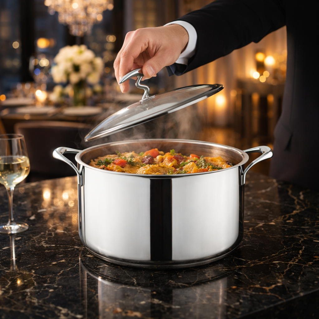 Alpha Crown Stainless Steel Casserole Pots | Encapsulated Bottom | Glass Lid | (304)Foodgrade