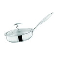 Alpha Crown Stainless Steel Frying Pan | Encapsulated Bottom | Glass Lid | (304)Food grade