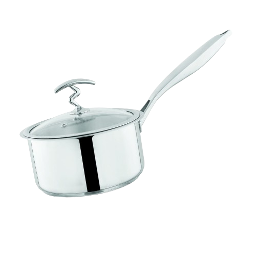 Alpha Crown Stainless Steel Sauce Pan | Encapsulated Bottom | Glass Lid | (304)Food grade