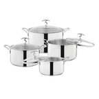 Alpha Crown Stainless Steel Casserole Pots | Encapsulated Bottom | Glass Lid | (304)Foodgrade