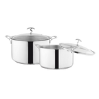Alpha Crown Stainless Steel Casserole Pots | Encapsulated Bottom | Glass Lid | (304)Foodgrade