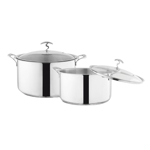 Alpha Crown Stainless Steel Casserole Pots | Encapsulated Bottom | Glass Lid | (304)Foodgrade
