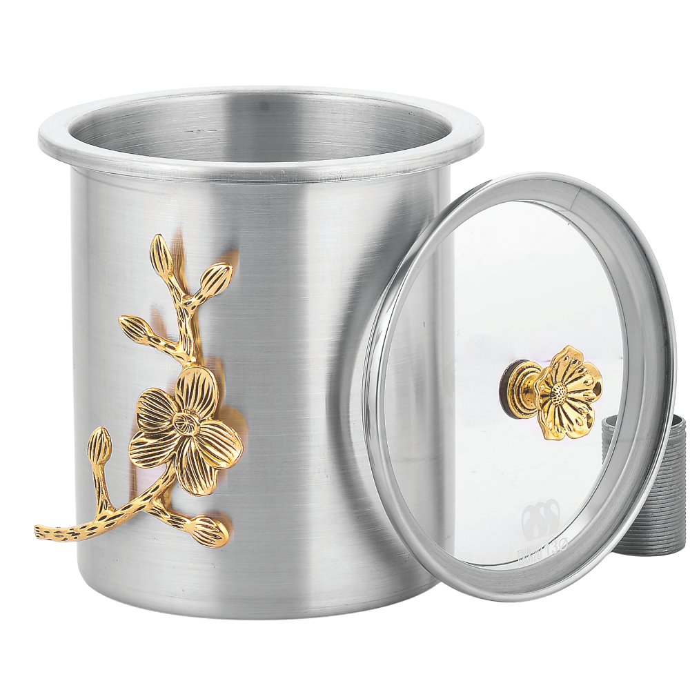 Duro Stainless Steel Air Tight Jars | Flora | Glass Lid