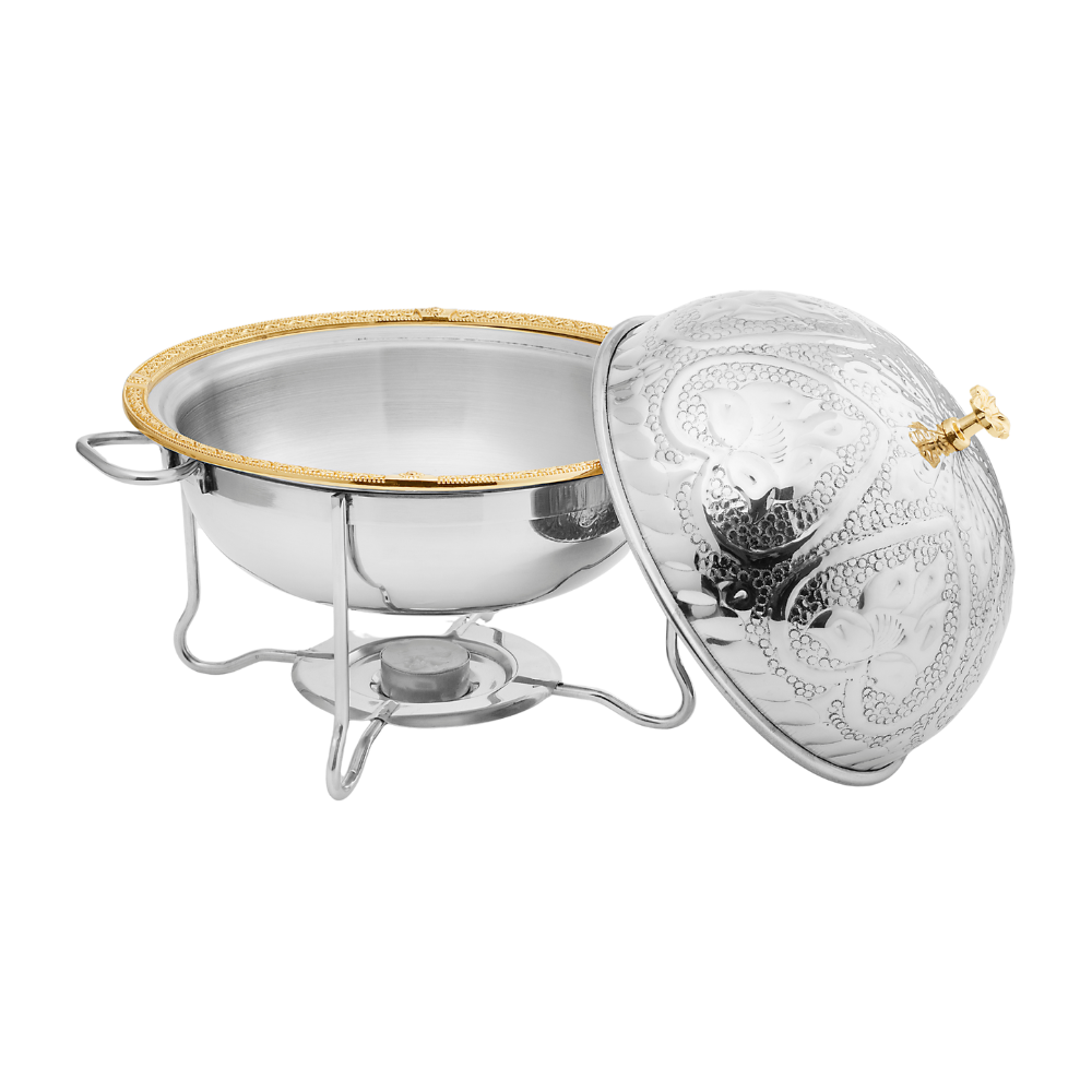 Virsa Stainless Steel Serving Dish (Dish Donga) with Decorative Lid – Luxury Buffet Food Warmer for Home & Serving