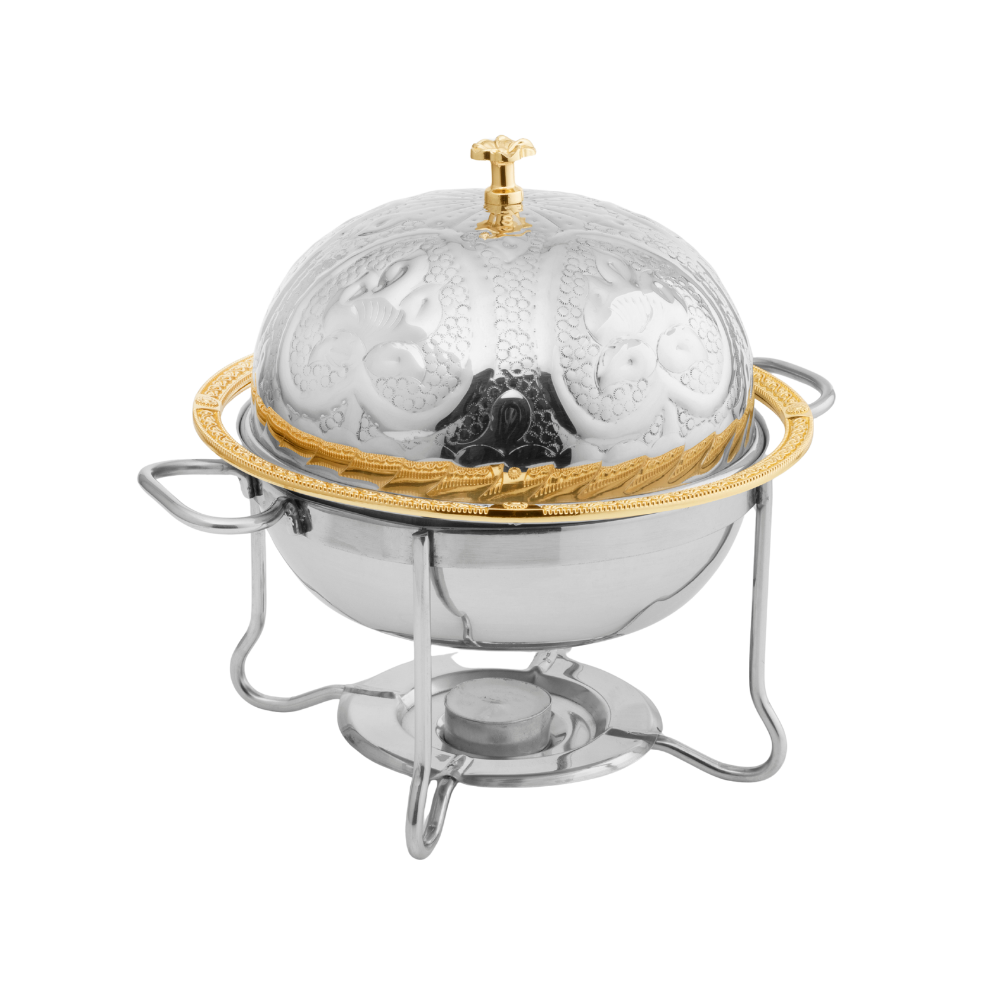 Virsa Stainless Steel Serving Dish (Dish Donga) with Decorative Lid – Luxury Buffet Food Warmer for Home & Serving